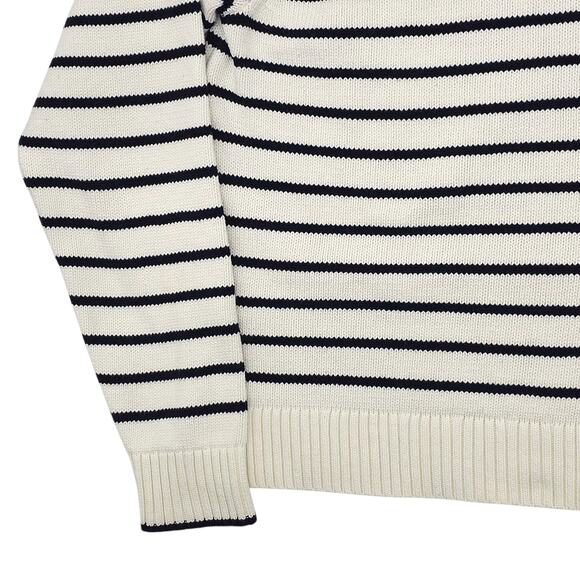 Uniqlo Sweater Womens Small White Black Striped Crewneck Pullover Cotton Blend - Picture 4 of 12